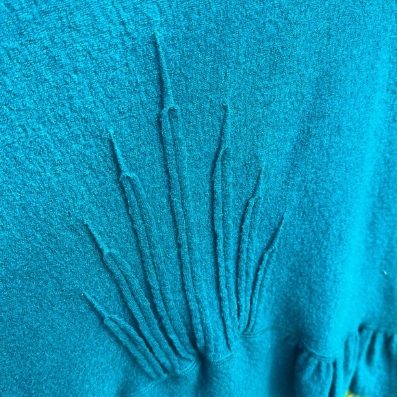 Luii teal wool cardigan jacket Anthropologie anthro large l ruffles - Picture 12 of 17